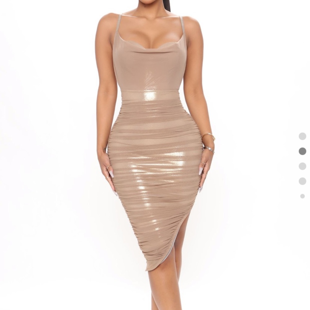 FashionNova metallic mesh midi dress
